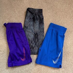 Lot of Nike and UA Kids Shorts Set - Purple, Black, Blue Size Youth Small